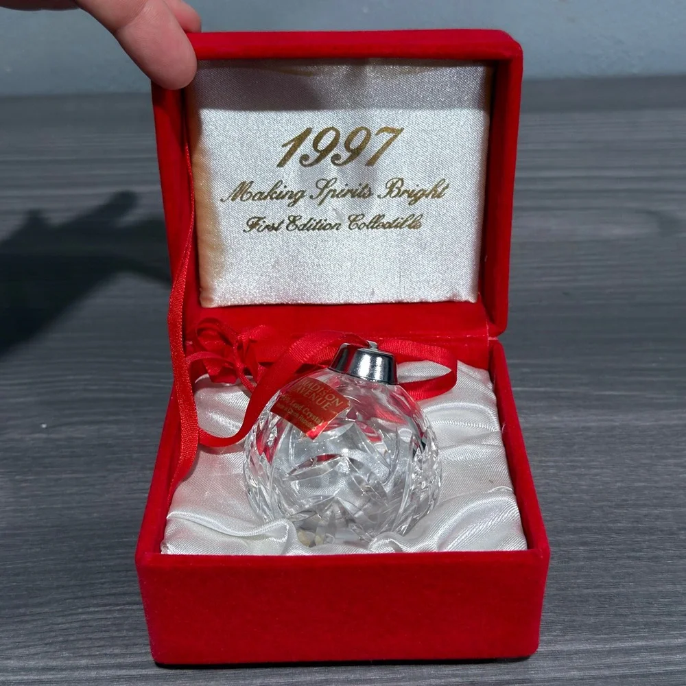 Madison Avenue 1997 Lead Crystal Christmas Ornament Tree Design Czech 1st Ed Box